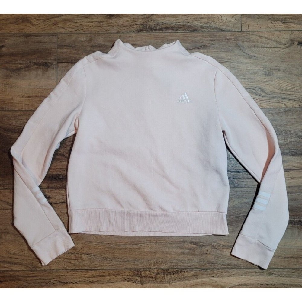 Adidas, Varsity Crew Light Pink Cropped Sweatshirt, Women’s Size M